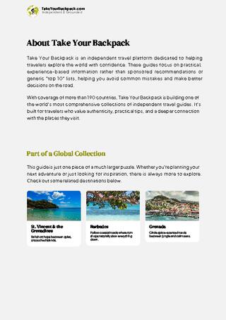 example page 1 from our offline Travel Guide for Saint Lucia